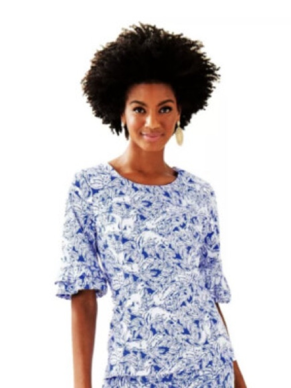 Lilly Pulitzer Blue & White Floral Print Tunic